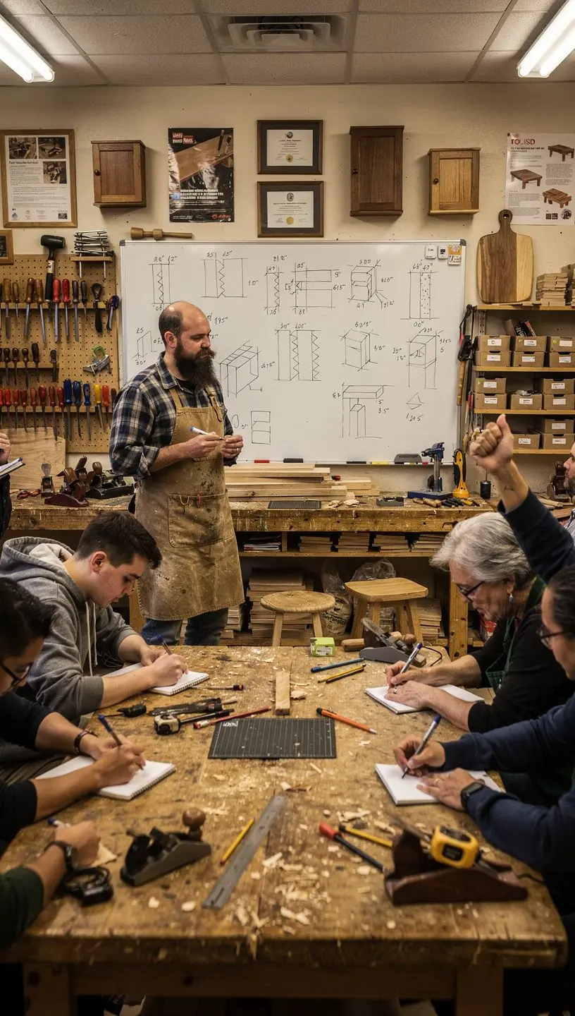 Woodworker applying stain to a finished wooden surface.